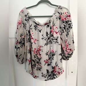 White House Black Market Floral Off-Shoulder Blouse